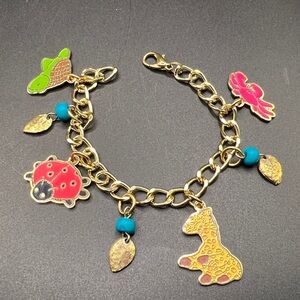 Vintage Gold Tone Charm Bracelet
